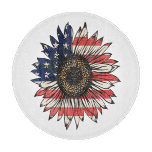 Planche À Découper Tournesol Rétro 4 Juillet USA