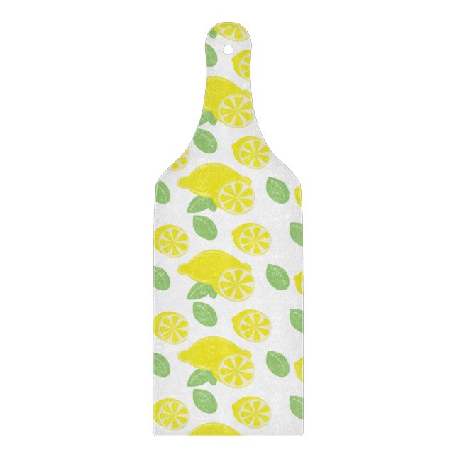 Planche À Découper Tranches de citron jaune moderne d'été amusant ver (Devant)