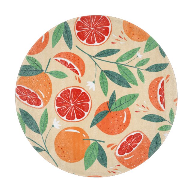 Planche À Découper Tranches de pamplemousse, motif moderne sans soudu (Devant)