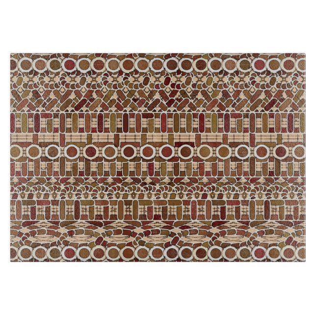 Planche À Découper Tribal Batik - neutralité des tons de terre (Devant)