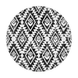 Planche À Découper Tribal Navajo : blanc noir géométrique.
