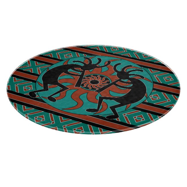 Planche À Découper Tribal Sun Turquoise Kokopelli Sud-Ouest (Coin)