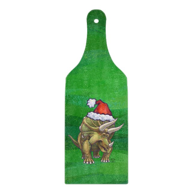 Planche À Découper Tricératops vert Noël (Devant)