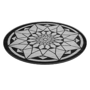 Planche À Découper Tricot Star Mandala noir et blanc