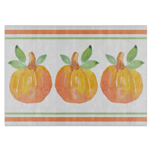Planche À Découper Trois Citrouilles aquarelle 2