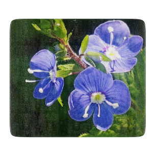 Planche À Découper Trois fleurs bleues