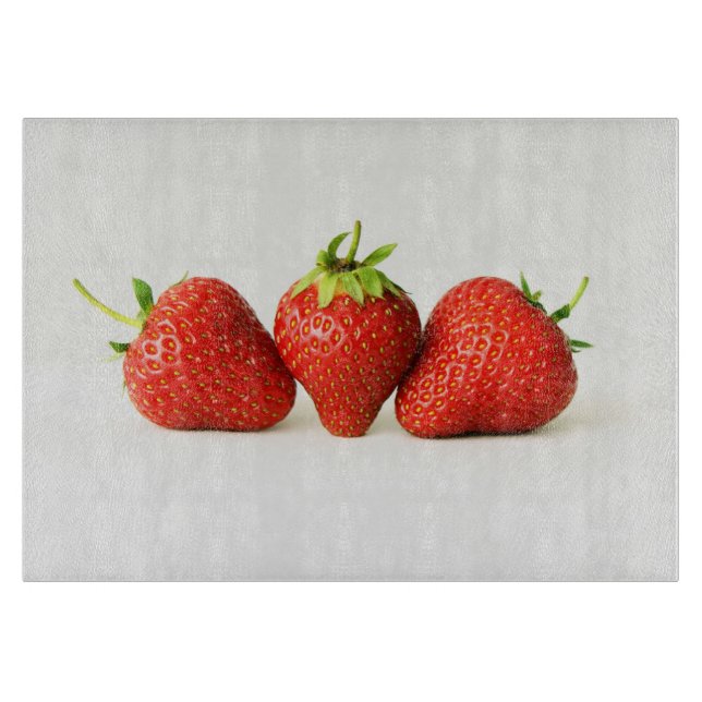 Planche À Découper Trois Fraises Sur Blanc Cbcna (Devant)