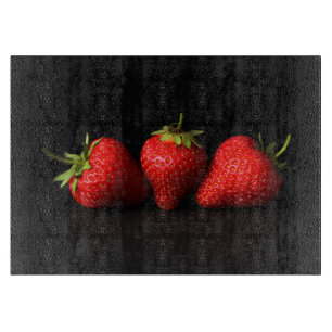 Planche À Découper Trois Fraises Sur Cbcna Noir
