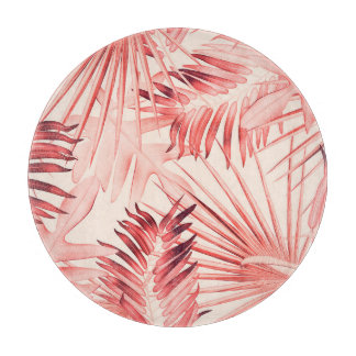 Planche À Découper Tropical Palm Feuille, Hawaiian Stylish Motif.