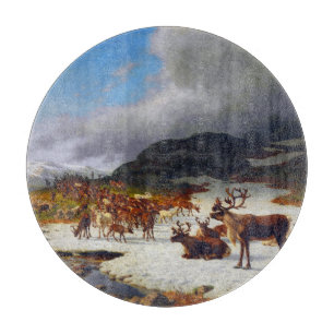Planche À Découper Troupeau de rennes dans les montagnes au nord de R