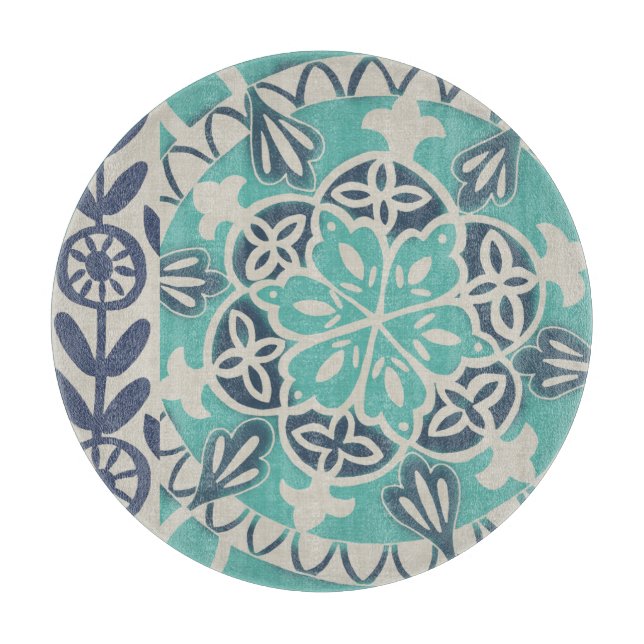 Planche À Découper Tuile bleue I de batik (Devant)