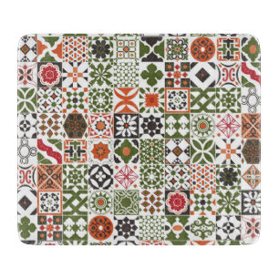 Planche À Découper Tuiles marocaines - vert, noir, rouge