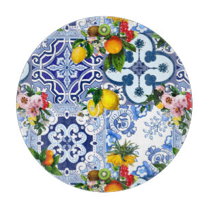 Planche À Découper tuiles siciliennes, majolica, citrons, agrumes  