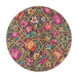 Planche À Découper Tulipe rose ornementale de style William Morris