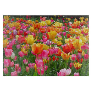 Planche À Découper Tulipes roses jaunes de rouge orange