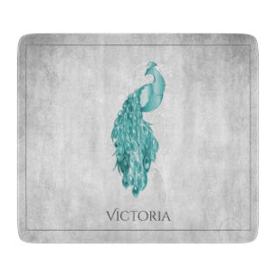 Planche À Découper Turquoise Elegant Peacock Personnalisé