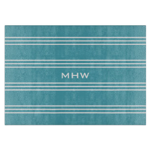 Planche À Découper Turquoise Stripes monogrammes personnalisés planch