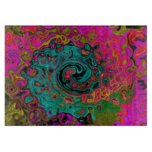 Planche À Découper Turquoise Trippeyant Abstrait Rétro Tourbillon Liq
