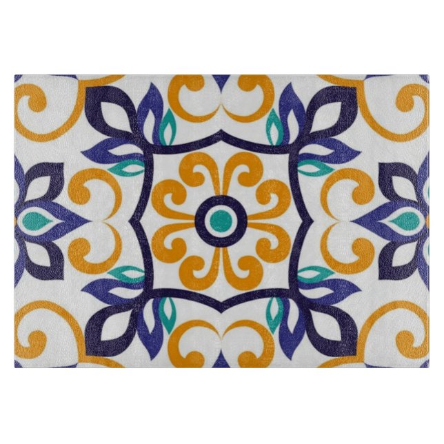 Planche À Découper Tuscan Verve Vibrant Scrollwork  Mediterranean  (Devant)