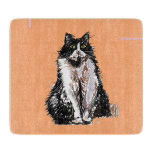 Planche À Découper Tuxedo Chat Cute Chats Noir Blanc Orange