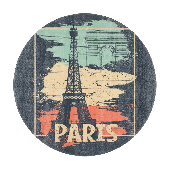 Planche À Découper Typographie parisienne : affiche Eiffel abstraite. (Devant)