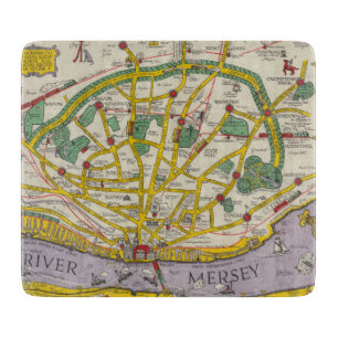 Planche À Découper Une carte de Merseyside, Liverpool