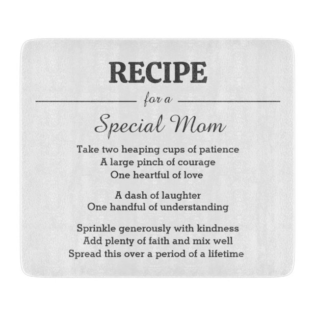 Planche À Découper Une Recette Pour Une Mère Spéciale (Devant)