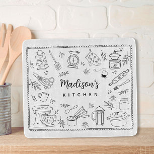 Planche À Découper Ustensiles de cuisine personnalisés dessinés à la 