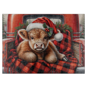 Planche À Découper Vache de Noël Highland