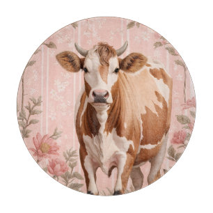 Planche À Découper Vache Jersey Adorable Fleur Rose