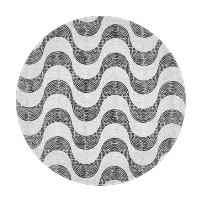 Planche À Découper vagues noires et blanches en pavé portugais (Devant)