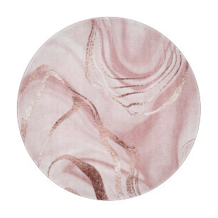 Planche À Découper Vagues or Rose en marbre liquide
