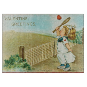 Planche À Découper Valentine tennistique fantaisiste et ringard, vers