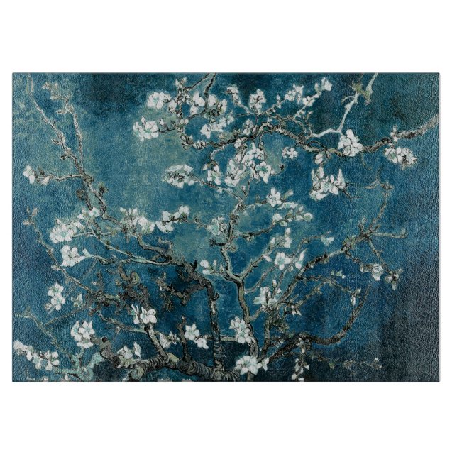 Planche À Découper Van Gogh Almond Blossoms Dark Turquoise (Devant)