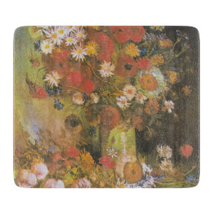 Planche À Découper Vase avec des fleurs de maïs&poppies, des pivoines