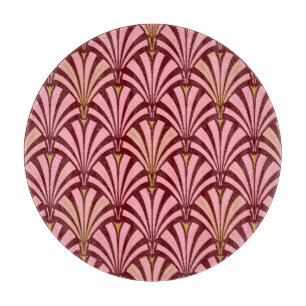Planche À Découper Ventilateur Art déco motif - rose et marron