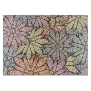 Planche À Découper Verre à fleurs métalliques