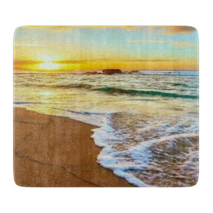 Planche À Découper Verre couché de soleil sur la plage