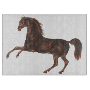 Planche À Découper Verre d'art équestre vintage Cheval Châtaigne