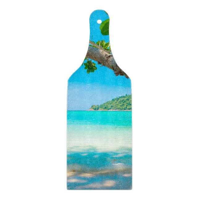 Planche À Découper Verre de plage tropicale (Devant)