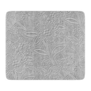 Planche À Découper Verre grisâtre Floral Embossé