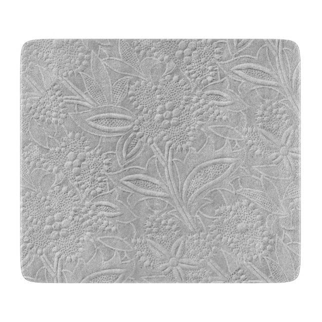 Planche À Découper Verre grisâtre Floral Embossé (Devant)