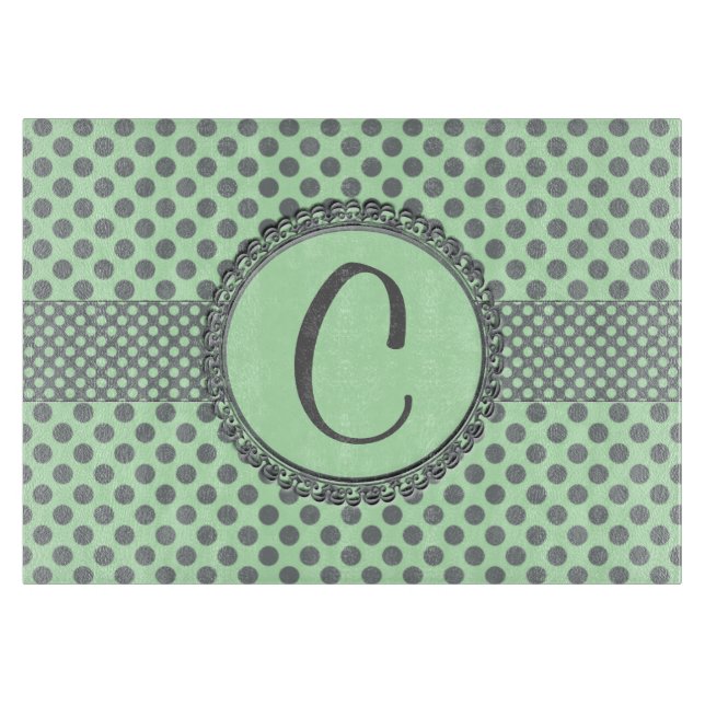Planche À Découper Vert de menthe avec le Point-Monogramme gris de (Devant)