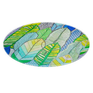 Planche À Découper Vert Jaune mignon Moderne Tropical Boho Feuille