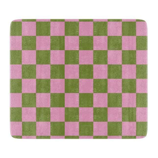 Planche À Découper Vert rose À damiers En vichy Motif (Devant)
