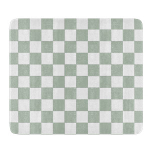 Planche À Découper Vert sauge et blanc à carreaux 