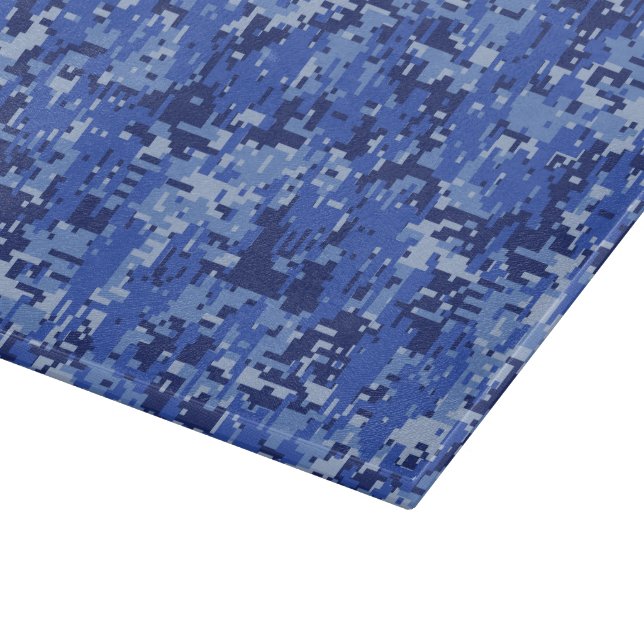 Planche À Découper Vibrant Camo Camouflage numérique bleu texture (Coin)