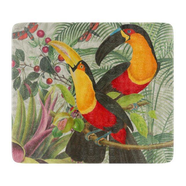 Planche À Découper Vibrant Tropical Toucan Birds Art Exotic Jungle (Devant)