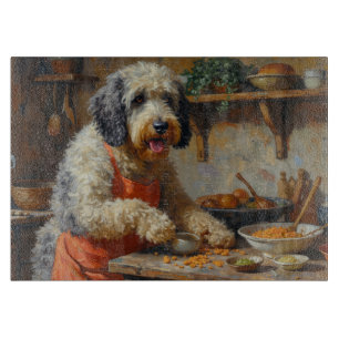 Planche À Découper Vieux Chien de Berger Anglais Cuisinant dans la Cu