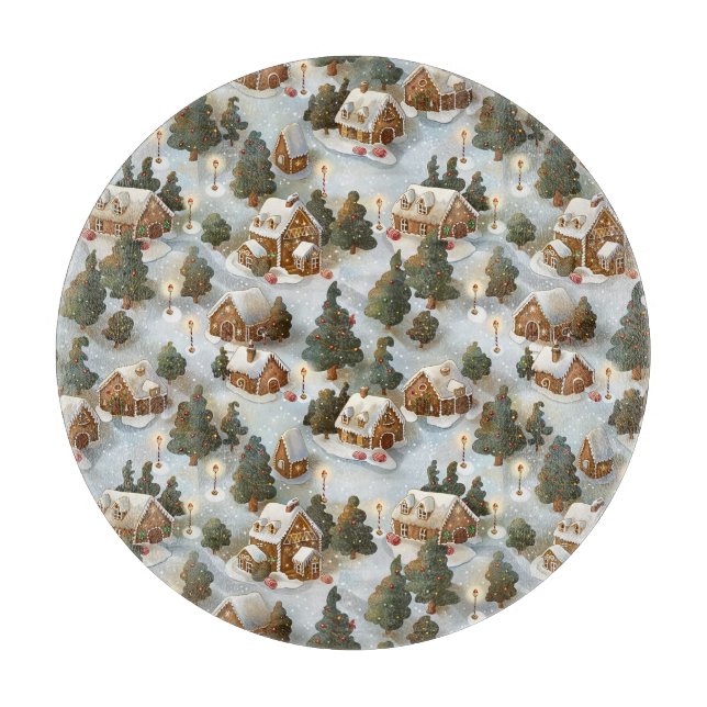 Planche À Découper Village de pain d'épices de Noël sans fin (Devant)